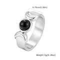 Triple Moon Goddess Ring for Men,Stainless Steel Black Onyx Stone Ring,Wicca Pagan Witchcraft Protection Amulet Finger Jewelry