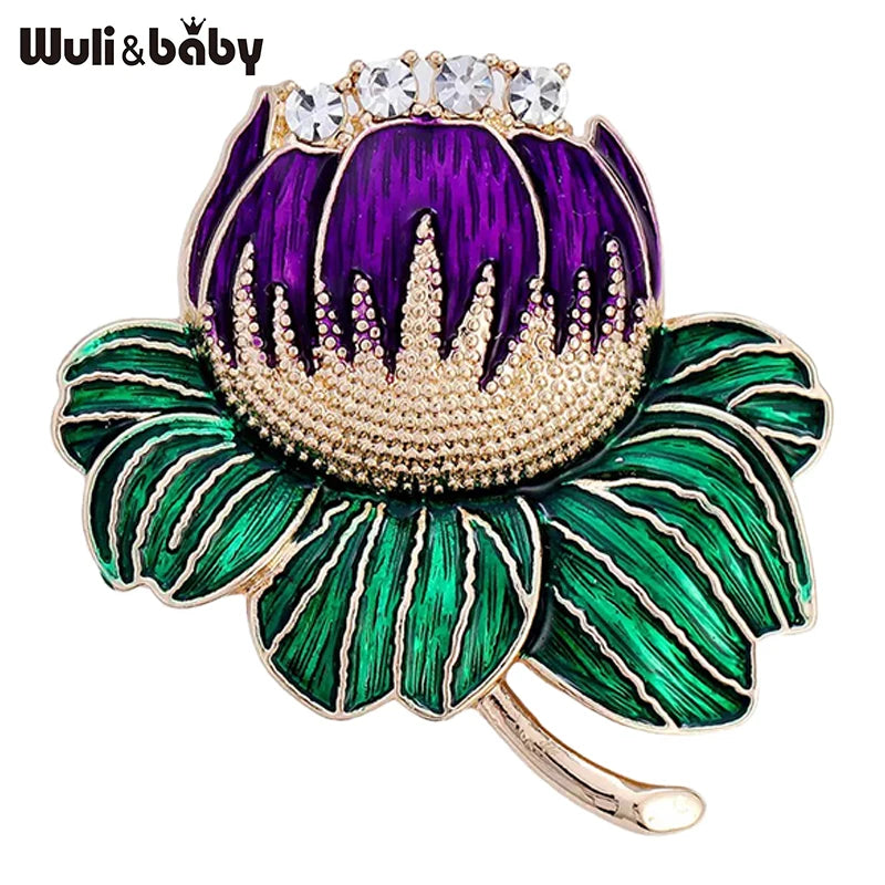 PENDRA Lotuselle Enamel Lotus Flower Brooch