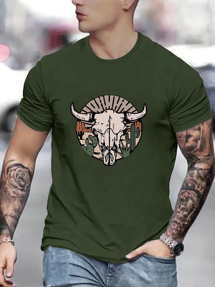 Summer Daily Casual Men's T-shirt Outdoor Street Short Sleeve Personalized Mexican Rooster Battle Print Men's Crewneck T-shirt