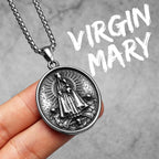 Virgin Mary Guadalupe Angel Cross Stainless Steel Men Necklaces Pendant Chain Amulet For Women Fashion Jewelry Gifts Wholesale