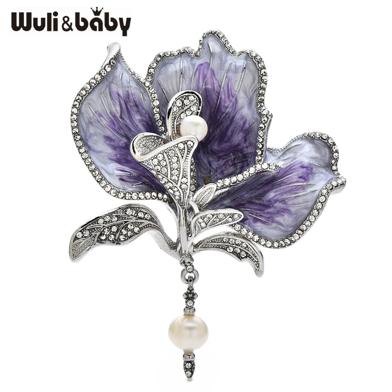 PENDRA Iriselle Elegant Iris Flower Brooch