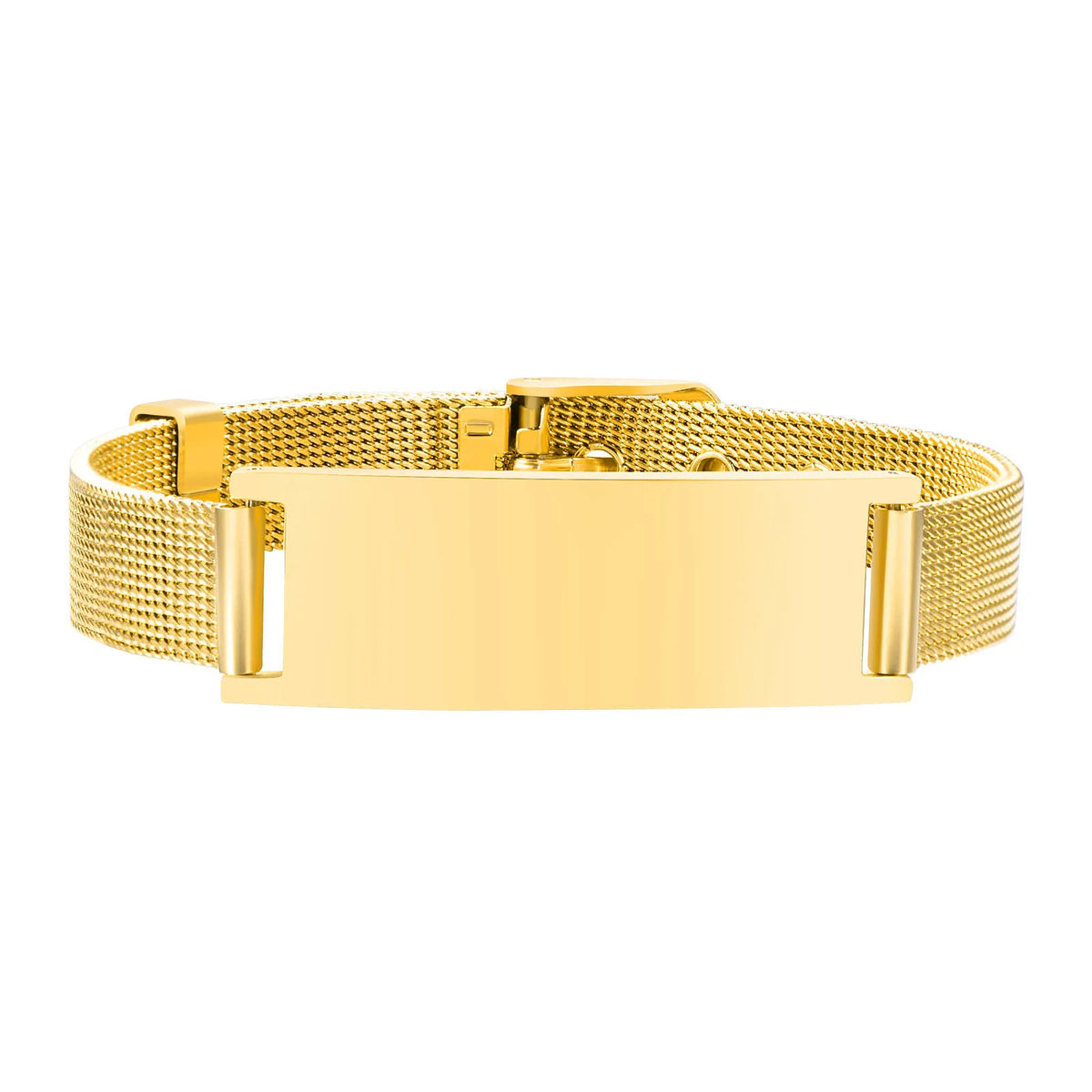 Free Personalized Medical Alert ID Bracelets for Men, Waterproof 10mm/16mm Wide Stainless Steel Mesh Band Wristband ICE Jewelry