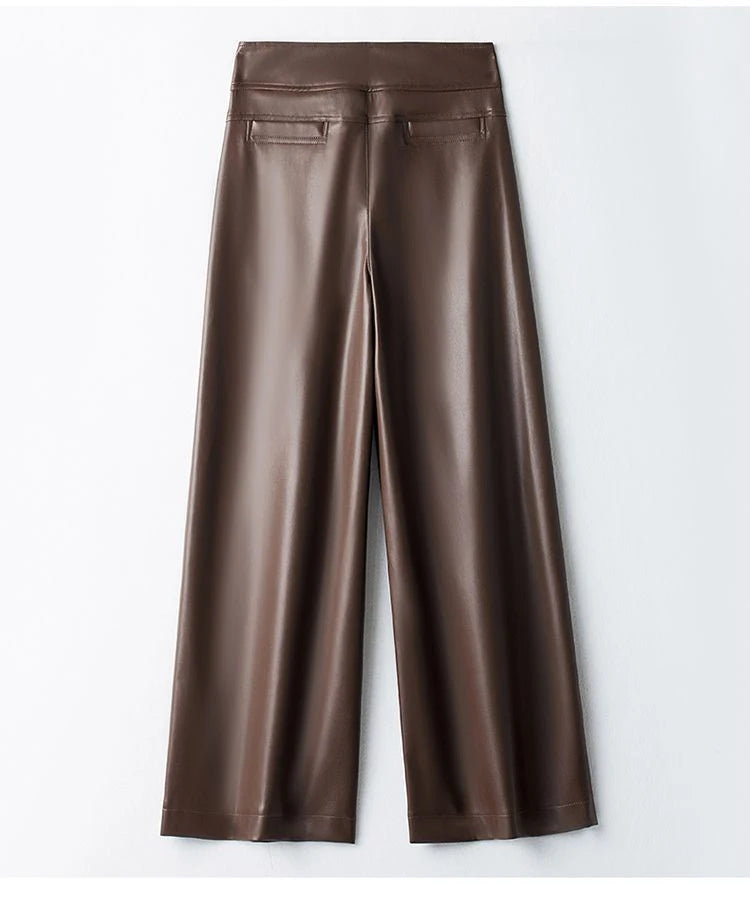 PENDRA Waisted Leather Straight Pants