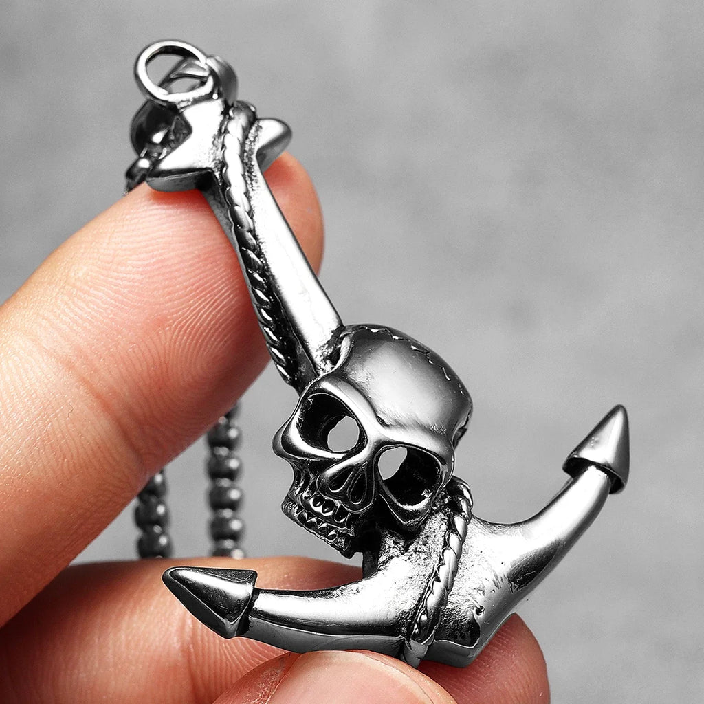 Skull Anchor Amulets Men Necklaces Stainless Steel Pendant Chain Women Fashion Jewelry Punk New In Accessories Gifts Wholesale