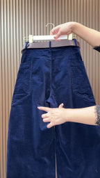 PENDRA Curved Cut Woolen Wide Leg Pants