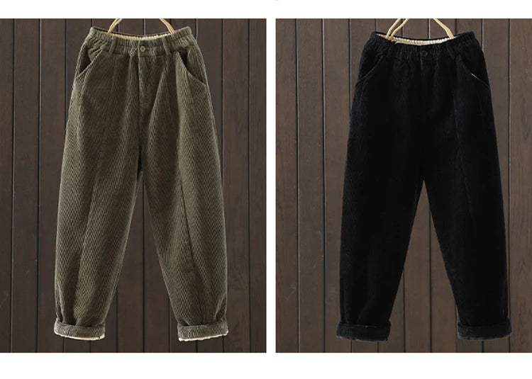 PENDRA Corduroy Warm Elastic Waist Pants