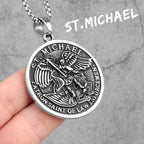 PENDRA Jesus Angel Cross Steel Necklace