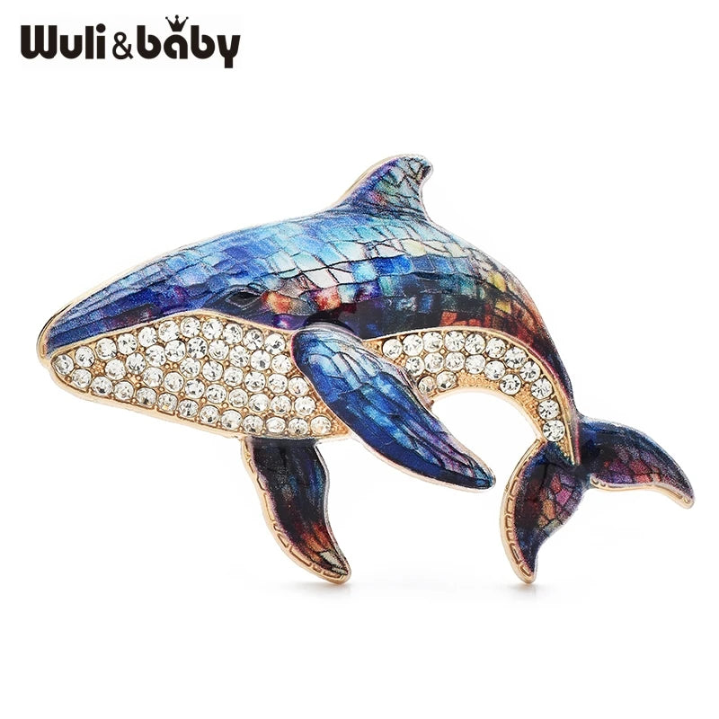 PENDRA Ocean Rhinestone Whale Brooch