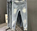 Summer New 2026 Ripped Jeans Men's Trendy Brand Casual Elastic Slim Fit Small Feet Ruffian Handsome Beggar Pencil Pants