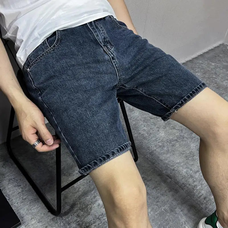 Men's Denim Shorts 2025 Summer Thin Five-point Pants Versatile Simple CowBoys Korean Blue Overalls Denim Short Medium Pants Man