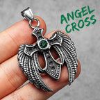 PENDRA Angel Wing Cross Steel Necklace