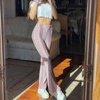 Vintage Boho Spring Floral Print Casual Pants Fashion new high elasticity tight fitting micro flared Yoga Joggers pants