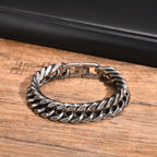 Mens Retro Stainless Steel Chain Bracelet,Punk Geometric Chain Links Wristband Gifts