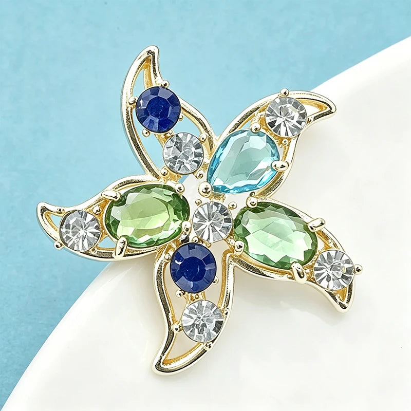 PENDRA Crystal Seastar Rhinestone Starfish Brooch