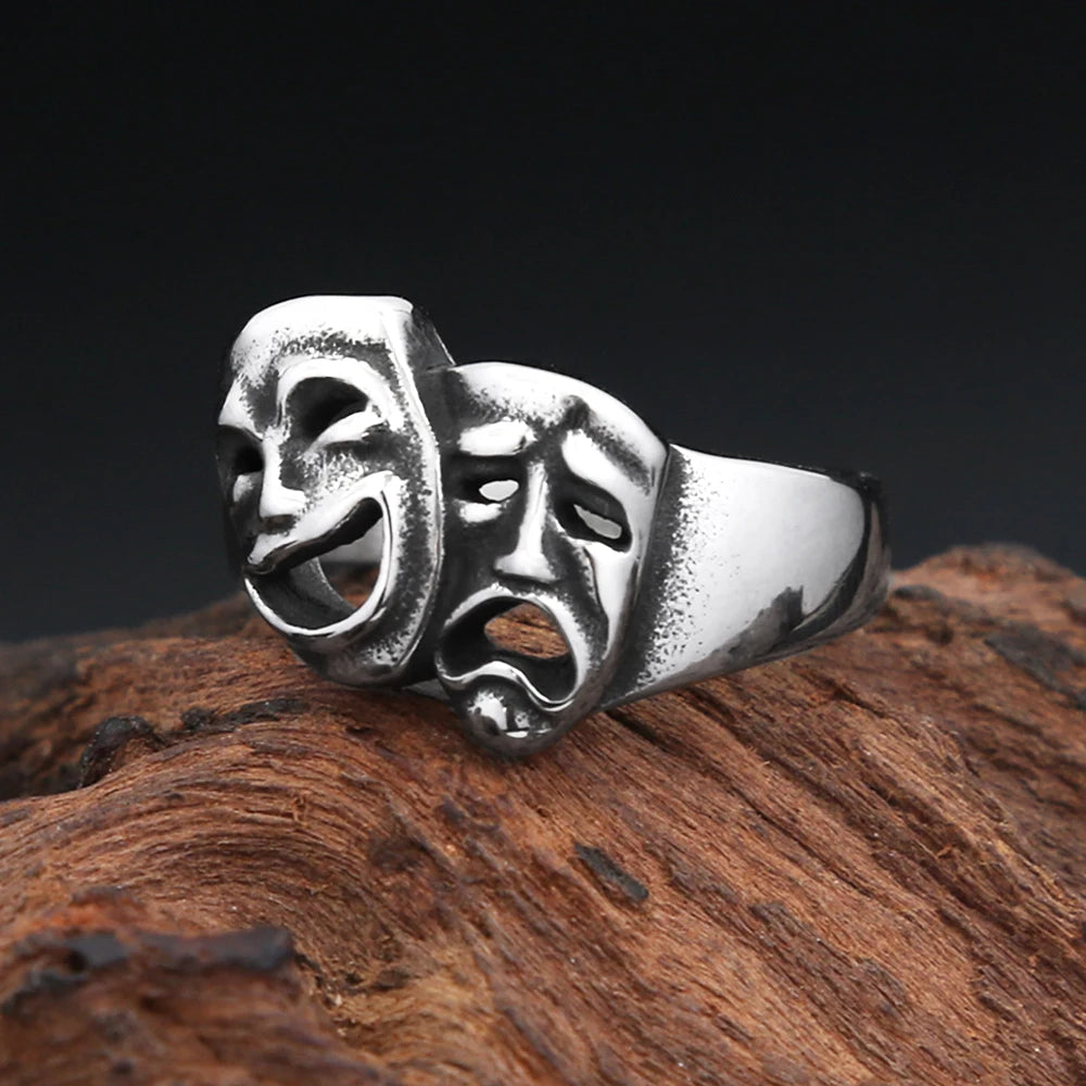 PENDRA CrySmile Stainless Steel Cry and Smile Ring
