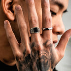PENDRA Ethnic Knot Rune Black Ring