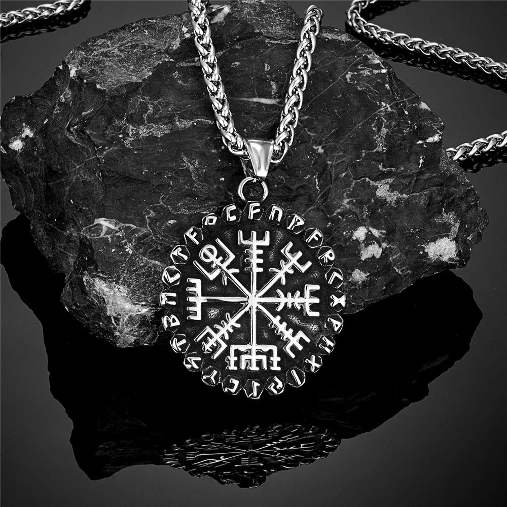 PENDRA Rune Compass Steel Necklace
