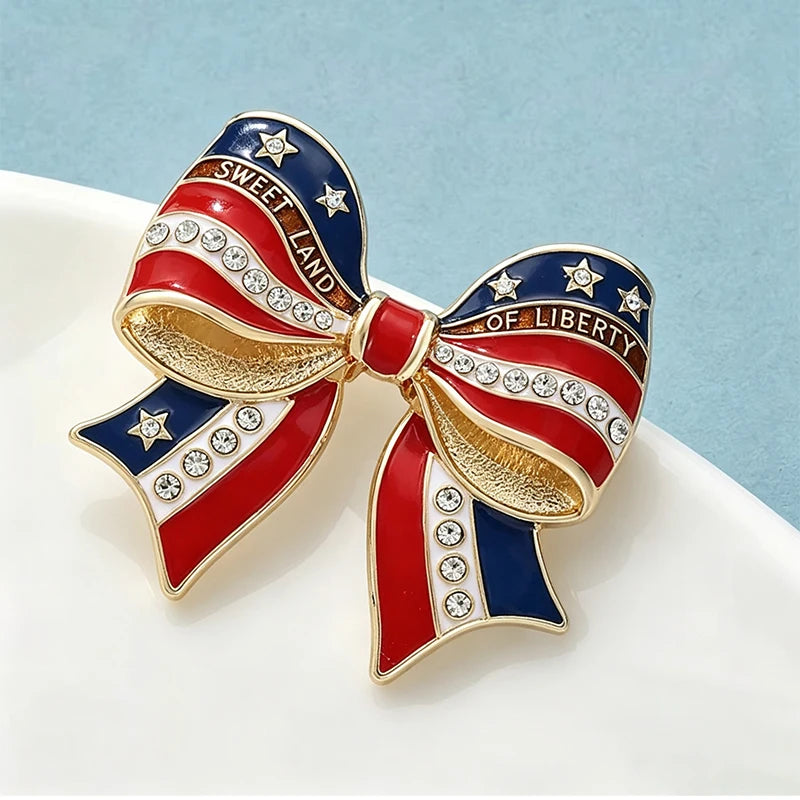 PENDRA Americana Flag Bowknot Brooch