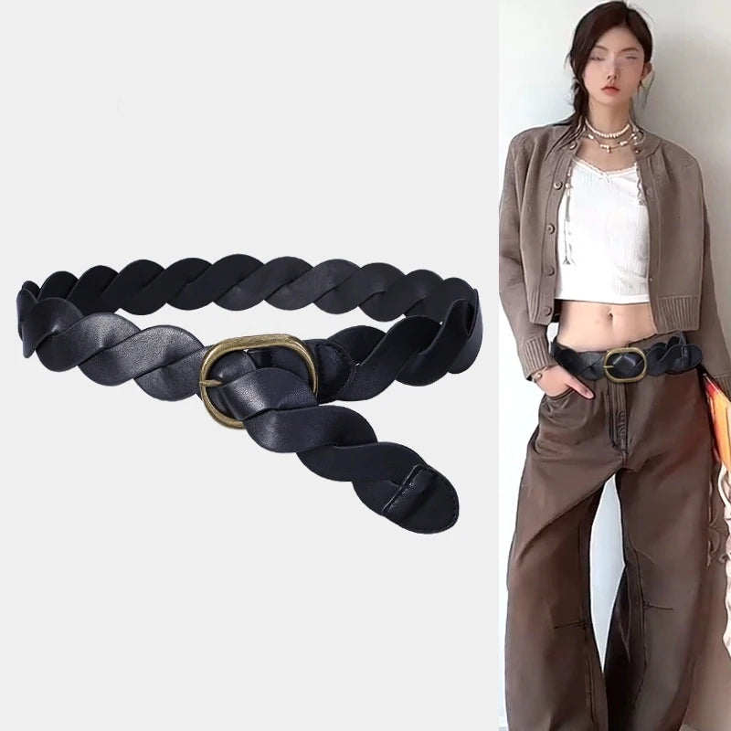 High Quality Luxury Desiner Women's Leather Belt Western Cowgirl Fashion Trendy Gothic Accessories Corset Belt Jeans Waistband