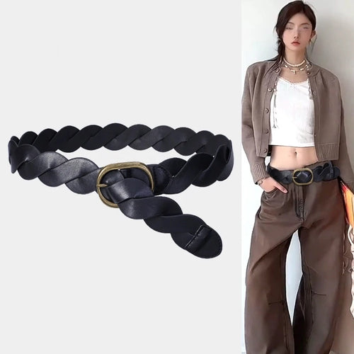 High Quality Luxury Desiner Women's Leather Belt Western Cowgirl Fashion Trendy Gothic Accessories Corset Belt Jeans Waistband