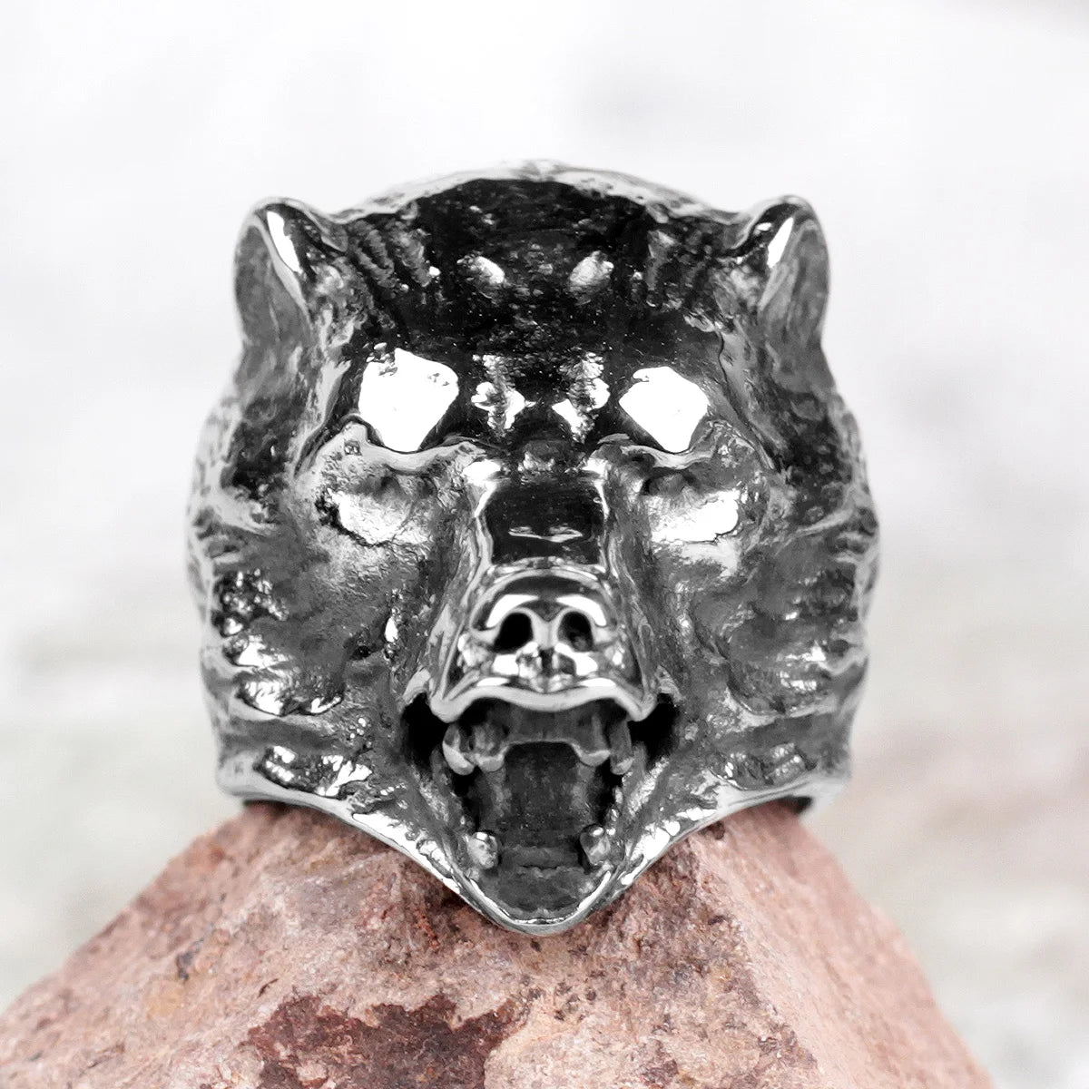 PENDRA Bear Animal Rock Steel Ring