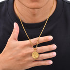 Saint Michael Archangel Pendant Necklace for Men,Stainless Steel Round Medal Neckalce,Religious Amulet Jewelry Gift