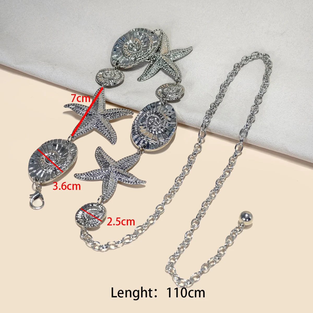 PENDRA Seraina Metal Silver Boho Waist Chain Belt