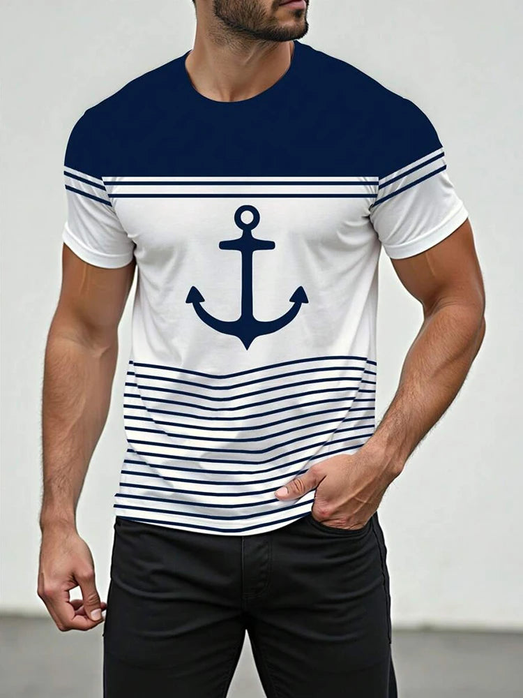 2025 New Summer Casual Men's Short-sleeved Shirt Hawaiian-style Beach Vacation Men's Shirt 3D Printed Men's T-shirt
