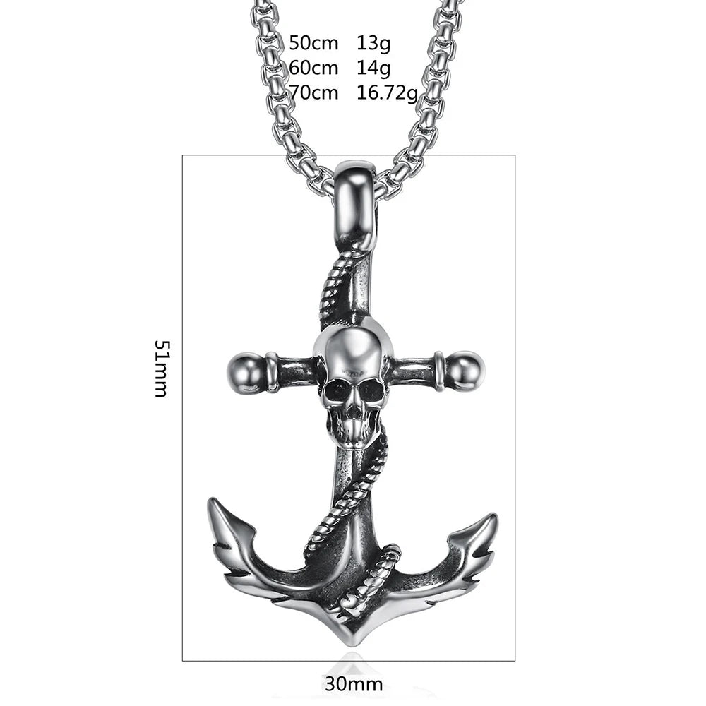 PENDRA AnchorSkull Skull Anchor Pendant Necklace