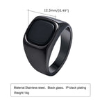 Mprainbow Stylish Black Stone Rings for Men Boys,Waterproof Stainless Steel Signet Ring,Jewelry Gifts for Him,anel masculino