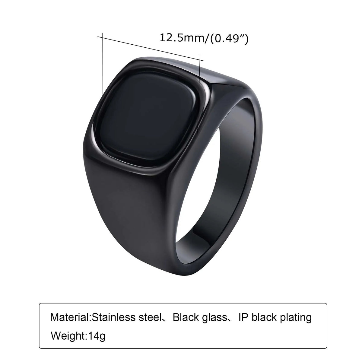 Mprainbow Stylish Black Stone Rings for Men Boys,Waterproof Stainless Steel Signet Ring,Jewelry Gifts for Him,anel masculino