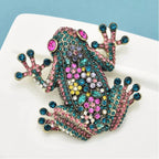 PENDRA Regal Frog Multicolor Rhinestone Brooch