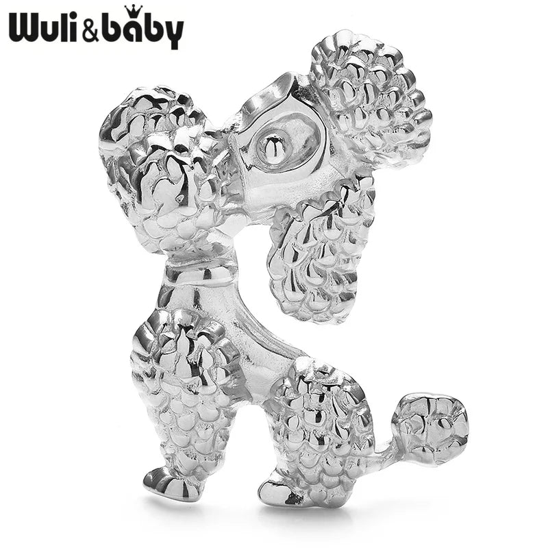Wuli&baby Cute Dog Brooches For Women Unisex 2-color Stainless Steel Puppy Animal Party Casual Brooch Pins Gifts