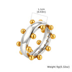 New Mini Metal Ball Bend Ring for Men,Stainless Steel Vintage Finger Rings,Punk Classic Party Jewelry Gifts