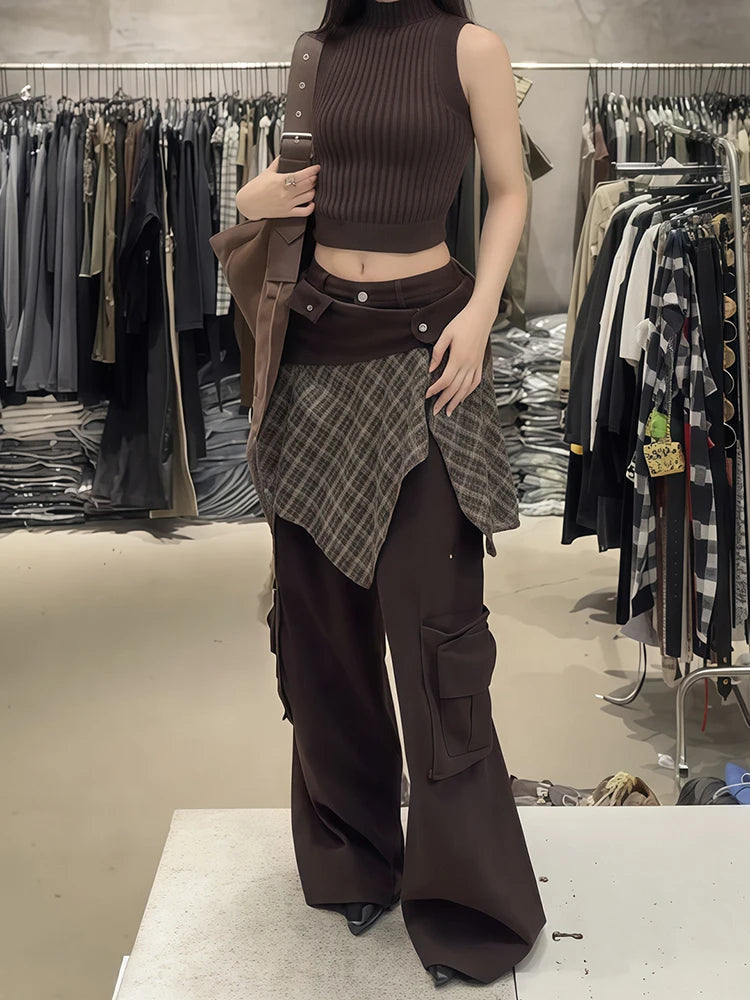 PENDRA Fake Two Piece Plaid Pants
