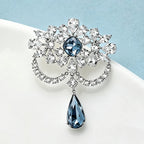 PENDRA Dropsia Rhinestone Water-Drop Flower Brooch