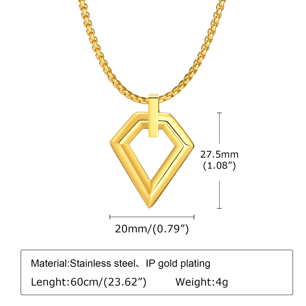 Mens Simple Geometric Necklaces,Hollow Waterproof Stainless Steel Square Pendant Collars,Classic Jewelry Gifts for Boys