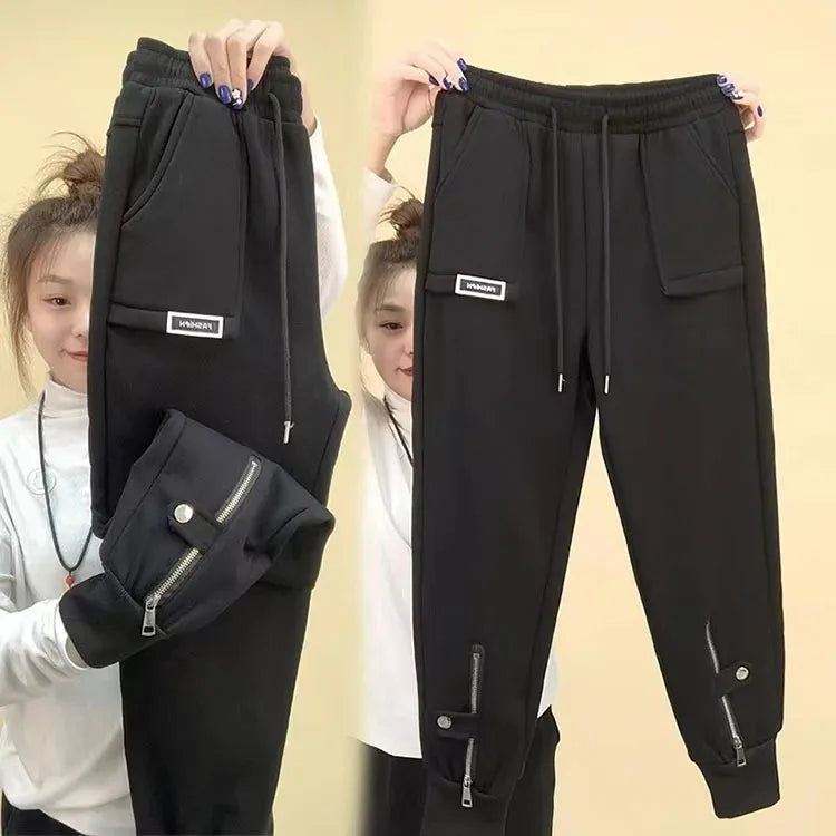 PENDRA Velvet Lined Elastic Waist Harem Pants