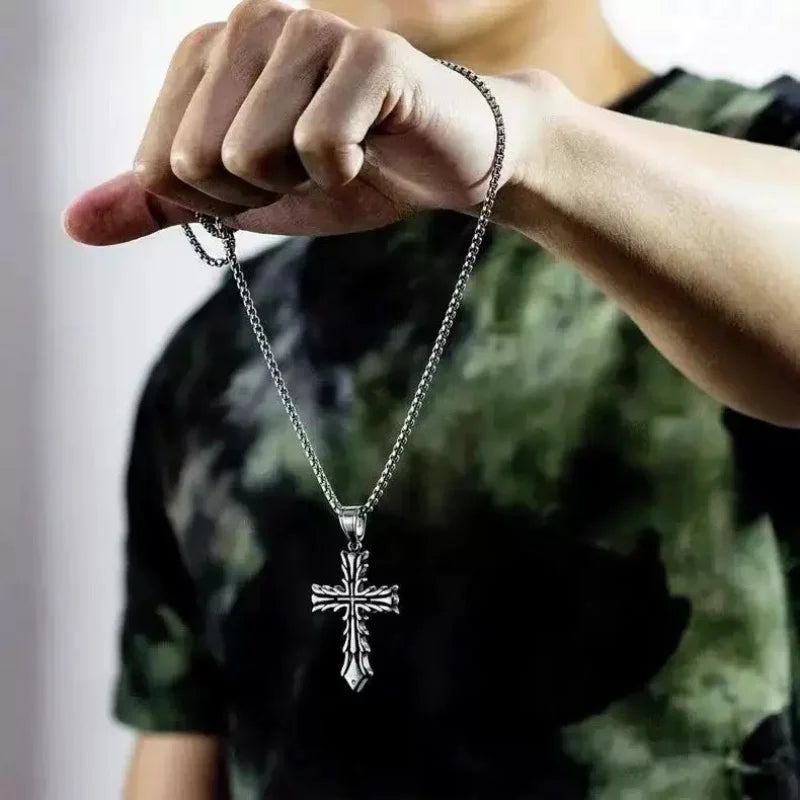 PENDRA Crossbrand Stainless Steel Pattern Cross Pendant