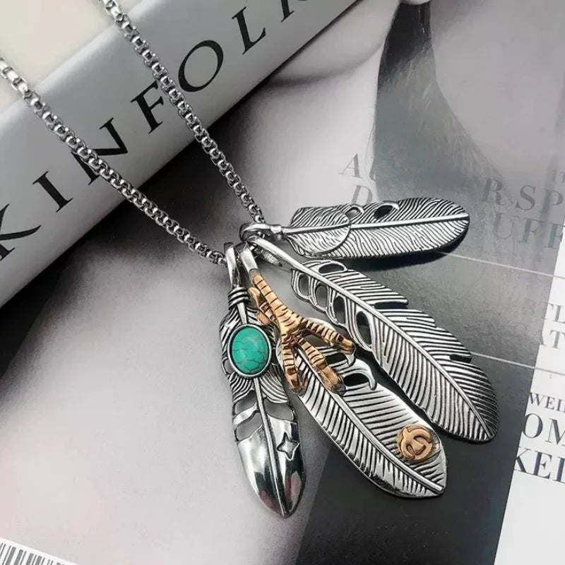 PENDRA Featherprint Stainless Steel Feather Pendant