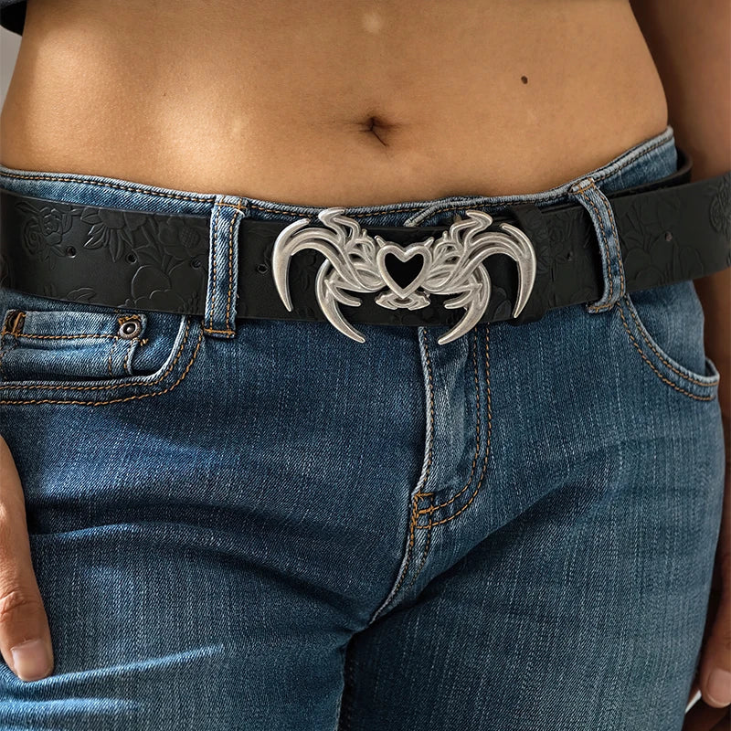 New Men's Trendy Belt Fashion Dark Style Personalized Skull Youth Punk Belt For Women Street Hip Hop Gothic  Jeans Waistband