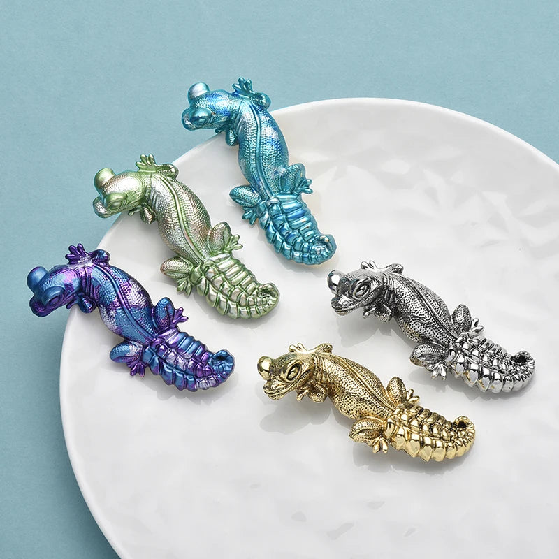 PENDRA Gecko Mosaic 5-Color Enamel Lizard Brooch