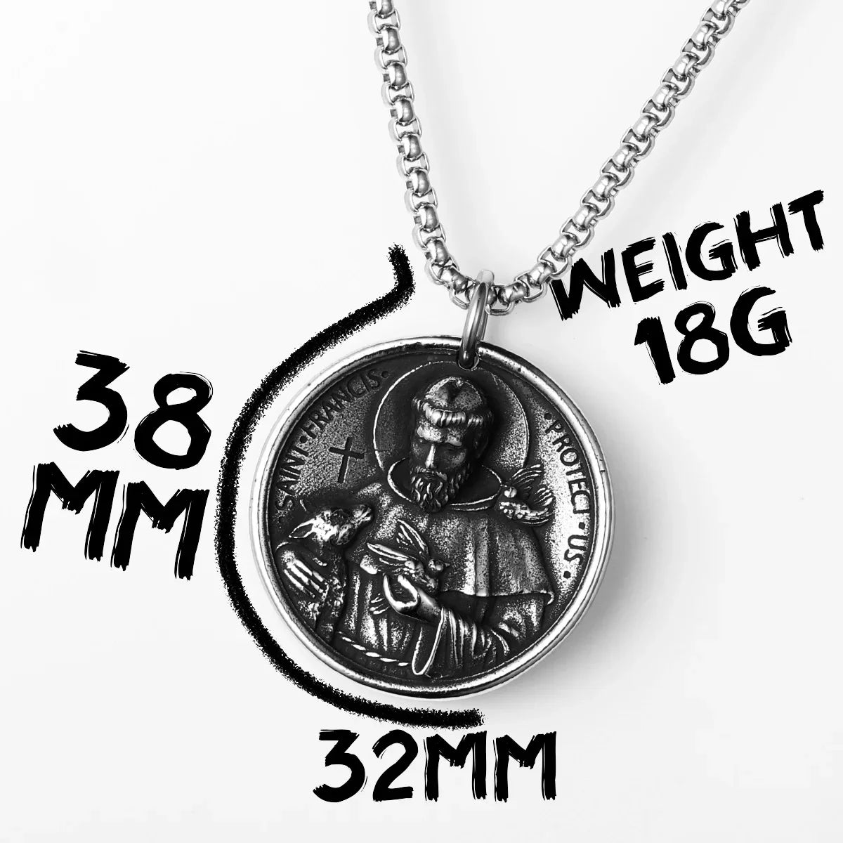 PENDRA Catholic St Francis Steel Necklace