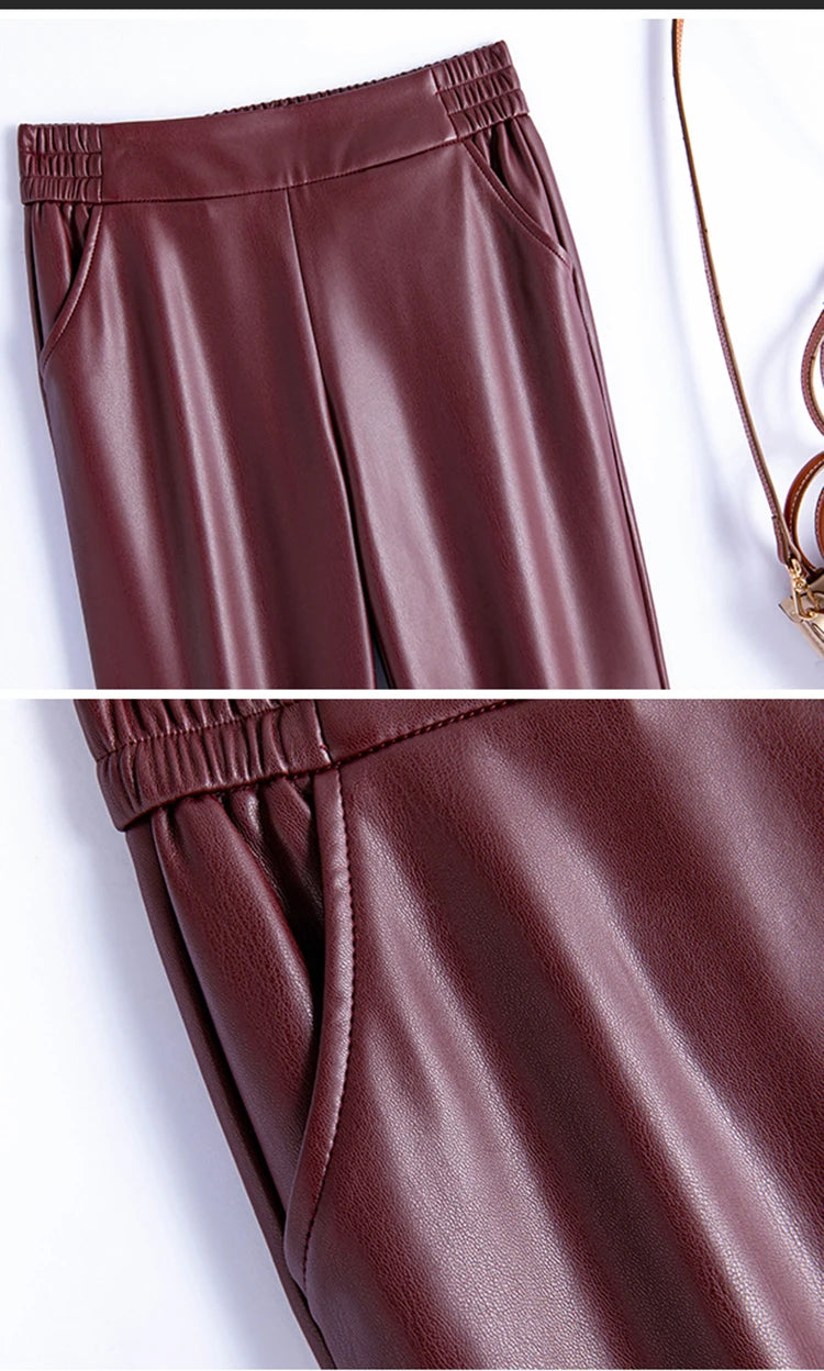 PENDRA Leather Elastic Waisted Pants