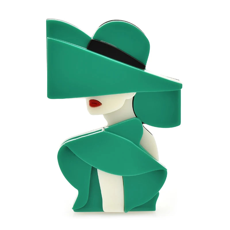 PENDRA Acrylic Charming Lady Brooch