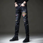 Luxury Casual Pants for Men 2023 New Summer Korean Designer Men's Jeans Slim Tiger Embroidered Harajuku Fashion Casual Trousers