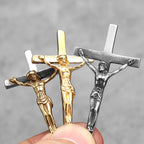 PENDRA Handstand Jesus Cross Steel Necklace
