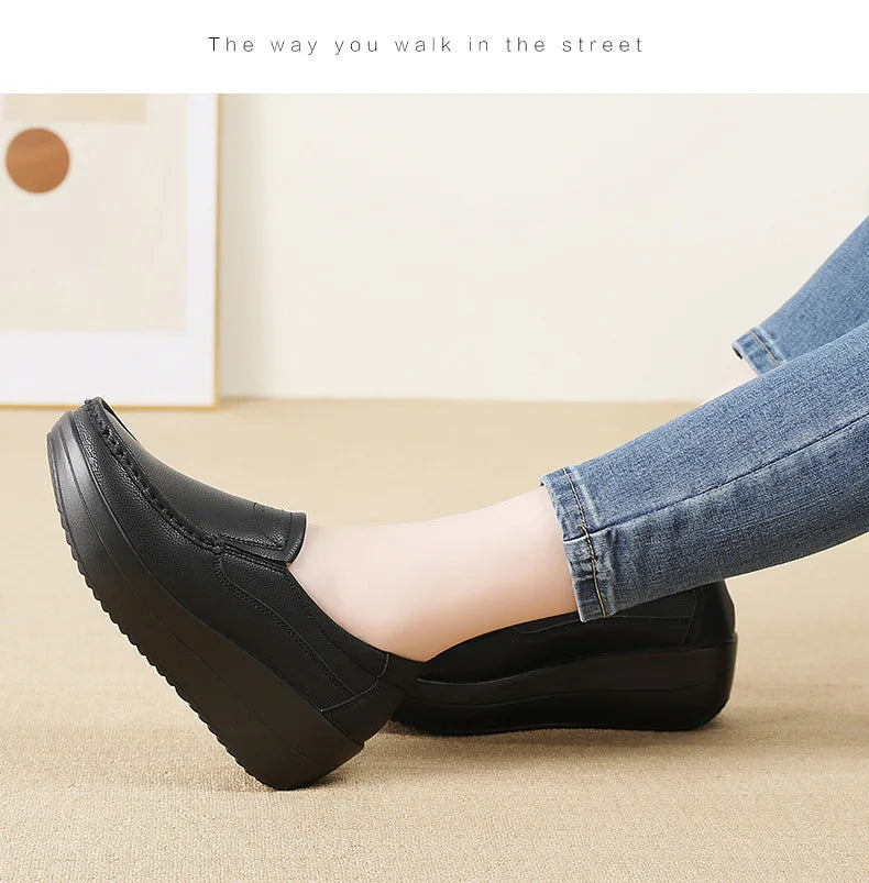 PENDRA Leather Sports Platform Shoes