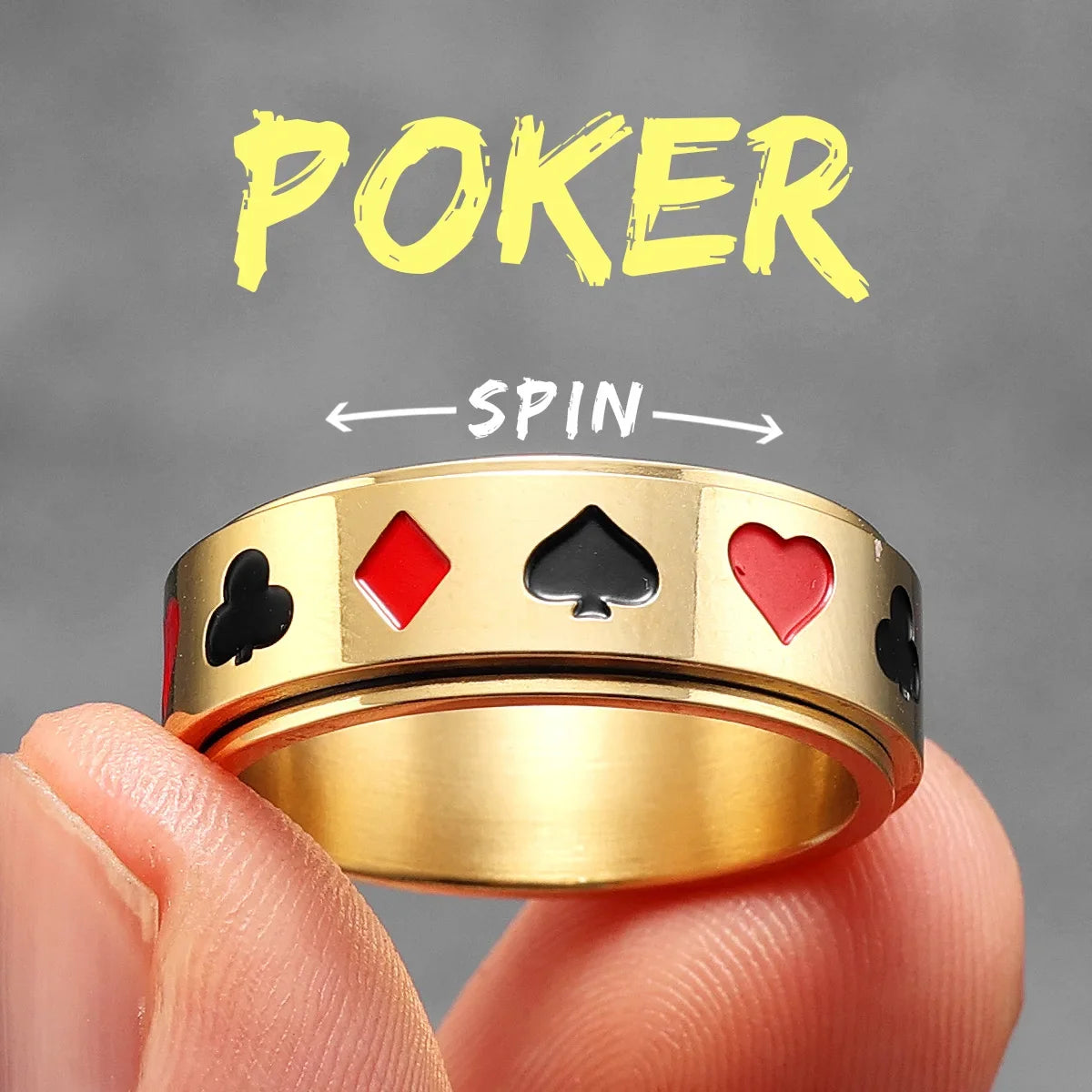 Lucky Poker Fidget Spinner Men Rings Stainless Steel Punk Luxury New In Women Jewelry Fashion Accessories Gift Wholesale