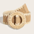 PENDRA Zaraellea Straw Round Buckle Boho Belt